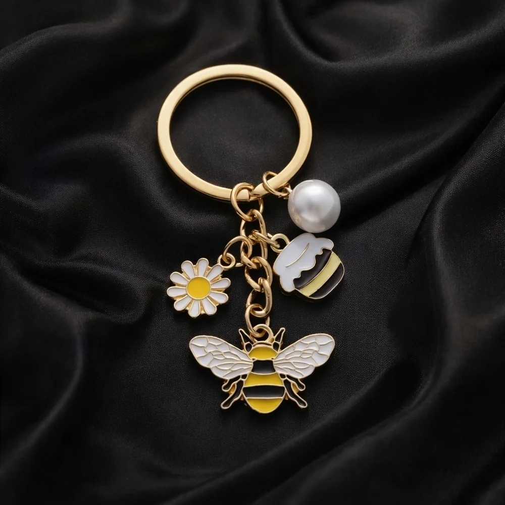 Bee, Honey pot , Daisy and Pearl  Keychain